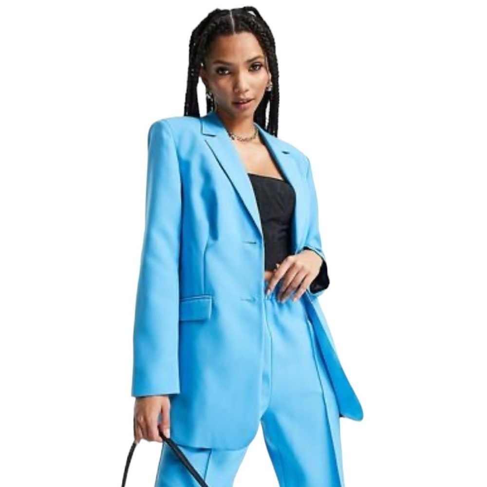 ASOS DESIGN - NWT Tall Relaxed Straight Suit Blazer in Turquoise Blue Sz 8 Tall